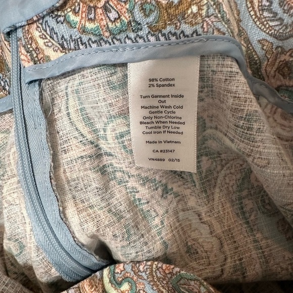 Talbots Paisley Chatham Straight Leg Pants Women’s 8P Blue Brown Funky Retro 70s - Picture 6 of 9